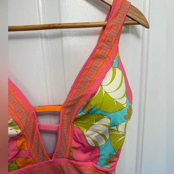 Women’s Trina Turk One Playa De Flor Plunging Piece Swimsuit Sz 12 Summer Beach - Picture 5 of 8